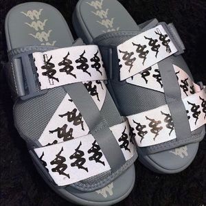 BLUE AND SILVER KAPPA SLIDES FOR SALE!